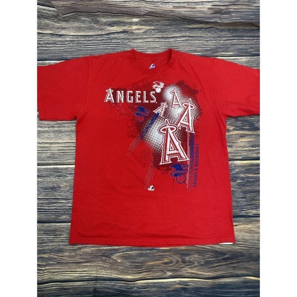 Los Angeles Angels MLB Majestic Men's Red Short Sleeve T-shirt Size Large